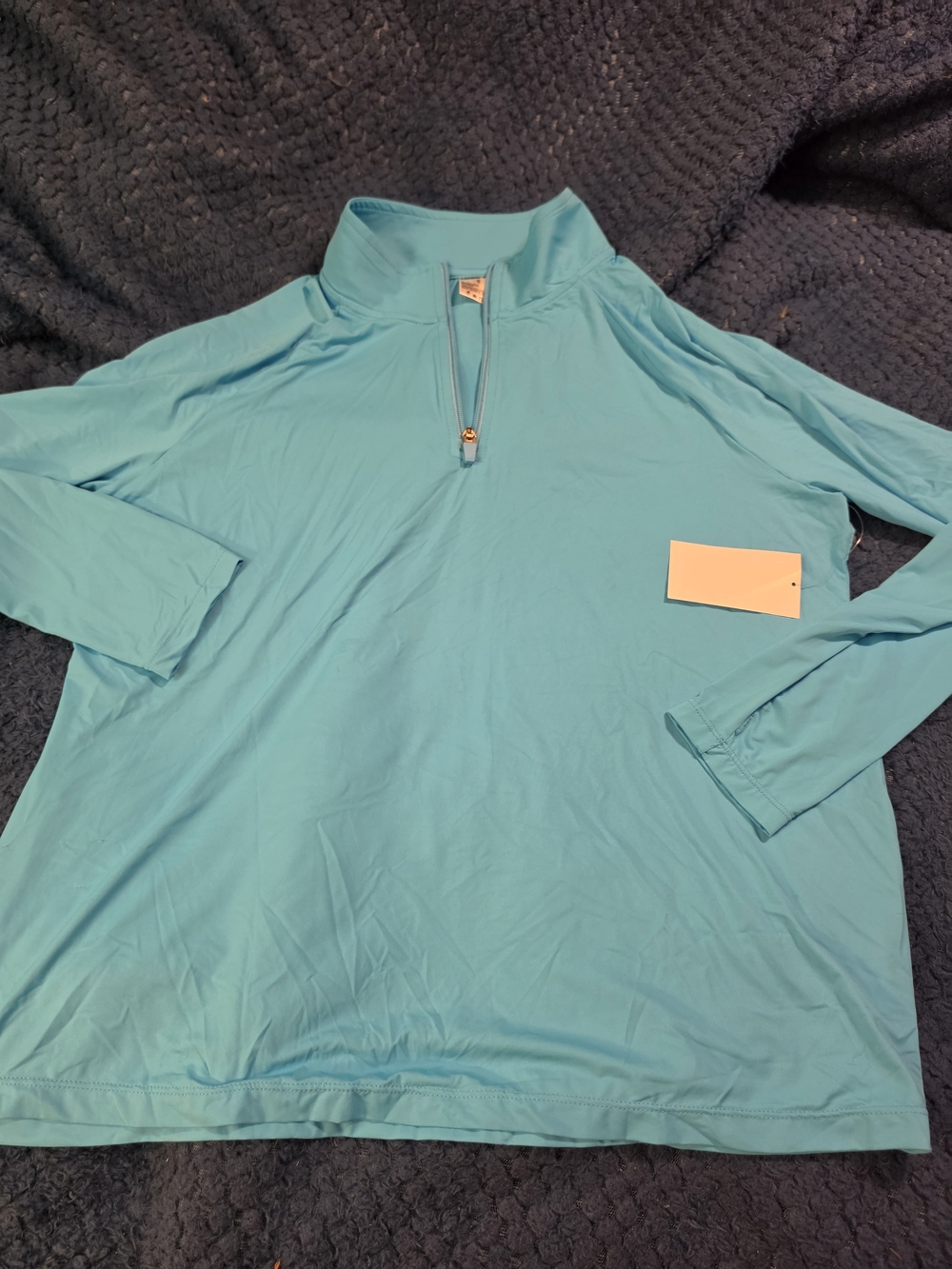 Lands' End Kid's Aqua Quarter-Zip Long Sleeve Top
